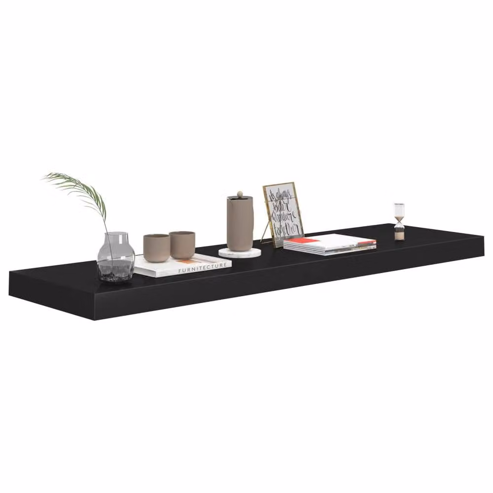 Berkfield Home Floating Wall Shelf, Black, W: 90 cm, D: 23.5 cm, H: 3.8 cm – 3