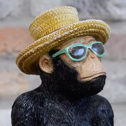Gifts Direct 2 U Holiday Drinking Monkey Resin Animal Statue, Multicolour and Black Tabletop Ornament – 3
