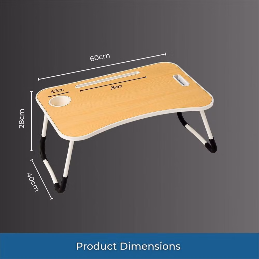 KORVIXA Foldable Portable Laptop Table in Brown Walnut, W: 60 cm, D: 40 cm, H: 28 cm – 2