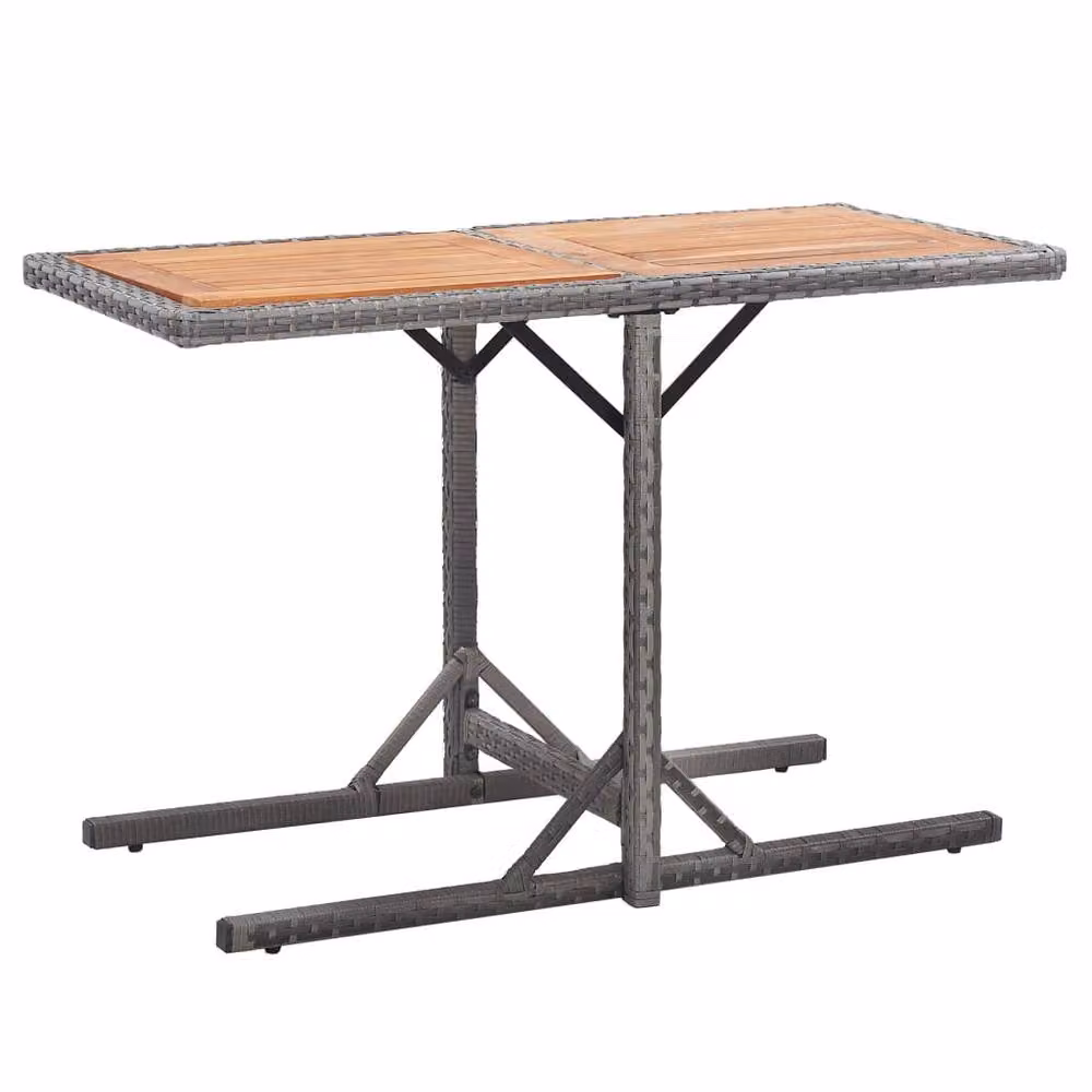 Berkfield Home Anthracite Poly Rattan and Solid Acacia Wood Drop Leaf Garden Table in Dark Grey – 2