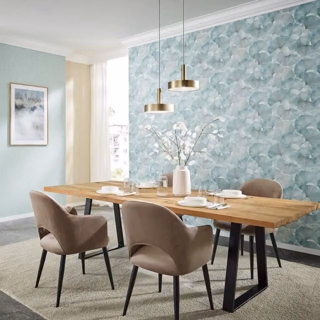 Erismann Floral Botanical Vinyl Wallpaper in Petrol Turquoise