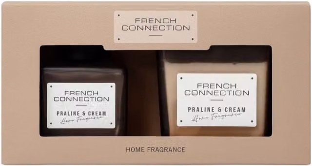 French Connection Praline & Cream Candle 220g and Reed Diffuser 100ml Gift Set in Light Brown – 1