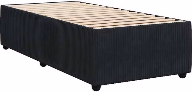 Berkfield Home Single Upholstered Velvet Bed Frame in Black, W/D/H: 90 x 190 cm