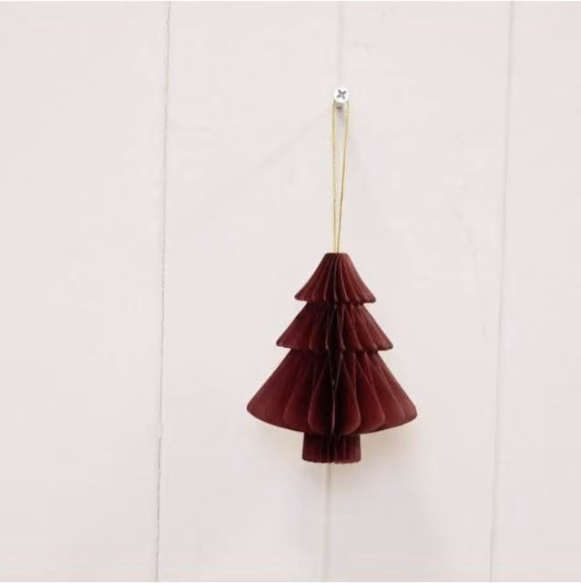 KDMD Set of 3 Red Paper Christmas Tree Bauble Pendants