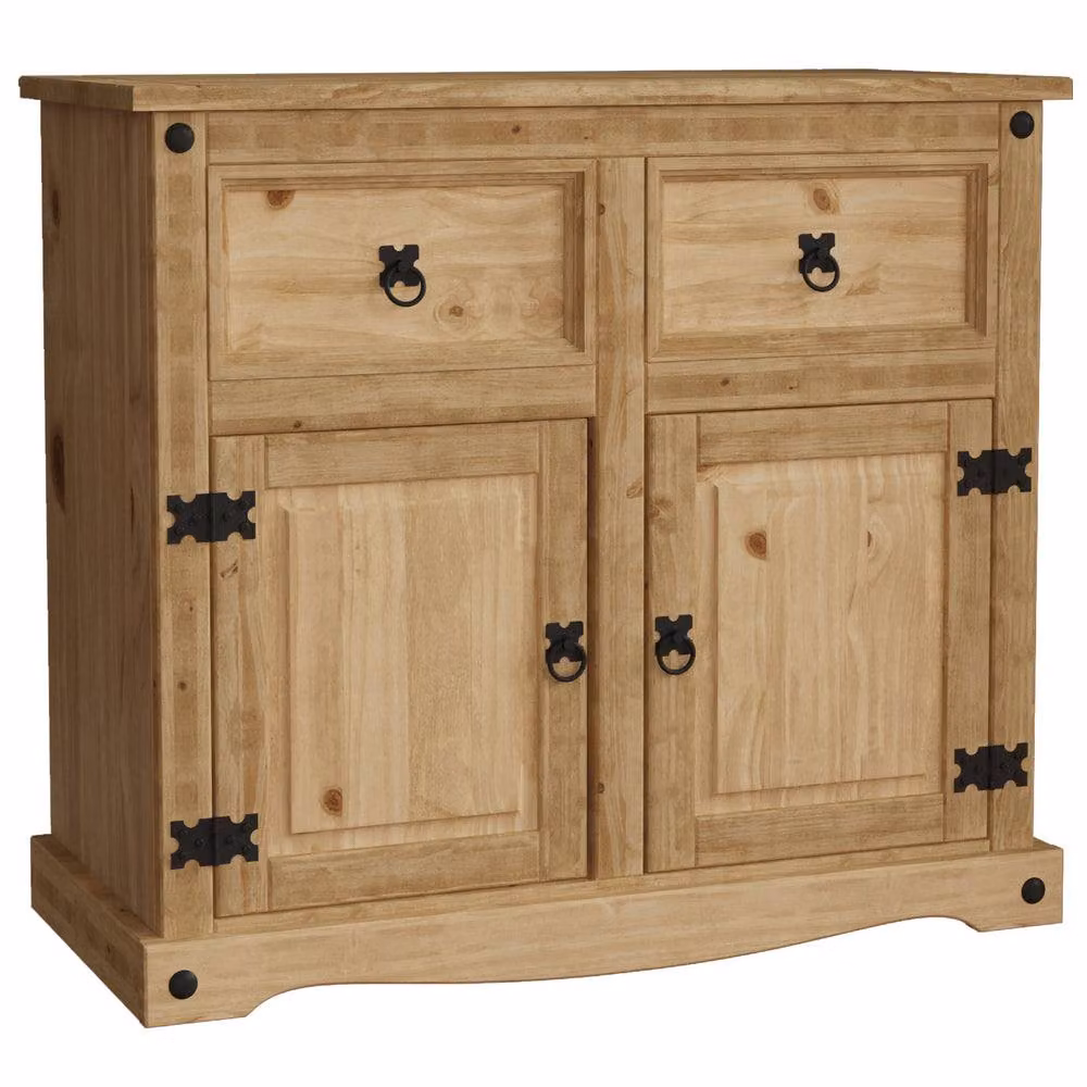 HD Designs Vida Designs Corona Rustic Brown Wood and Metal 2 Door 2 Drawer Sideboard – 2