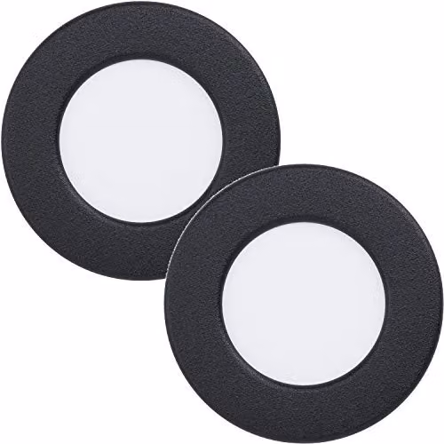 Loops 2 Pack Black Round LED Wall and Ceiling Flush Downlights – 1