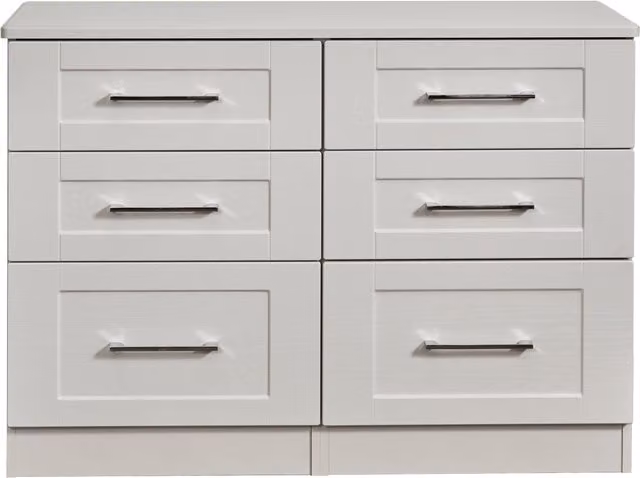 2 U Ripon Ready Assembled 6 Drawer Wide Chest in Light Grey – 1
