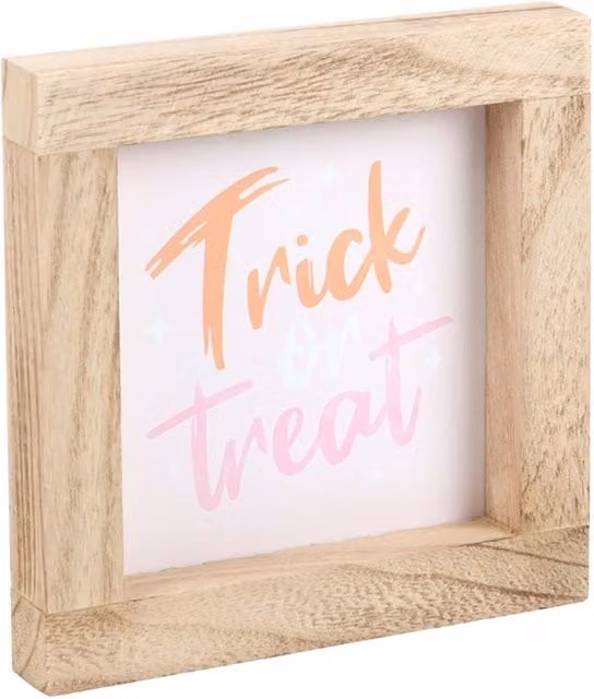 KDMK Multicolour Trick Or Treat Wooden Frame Sign with Typography