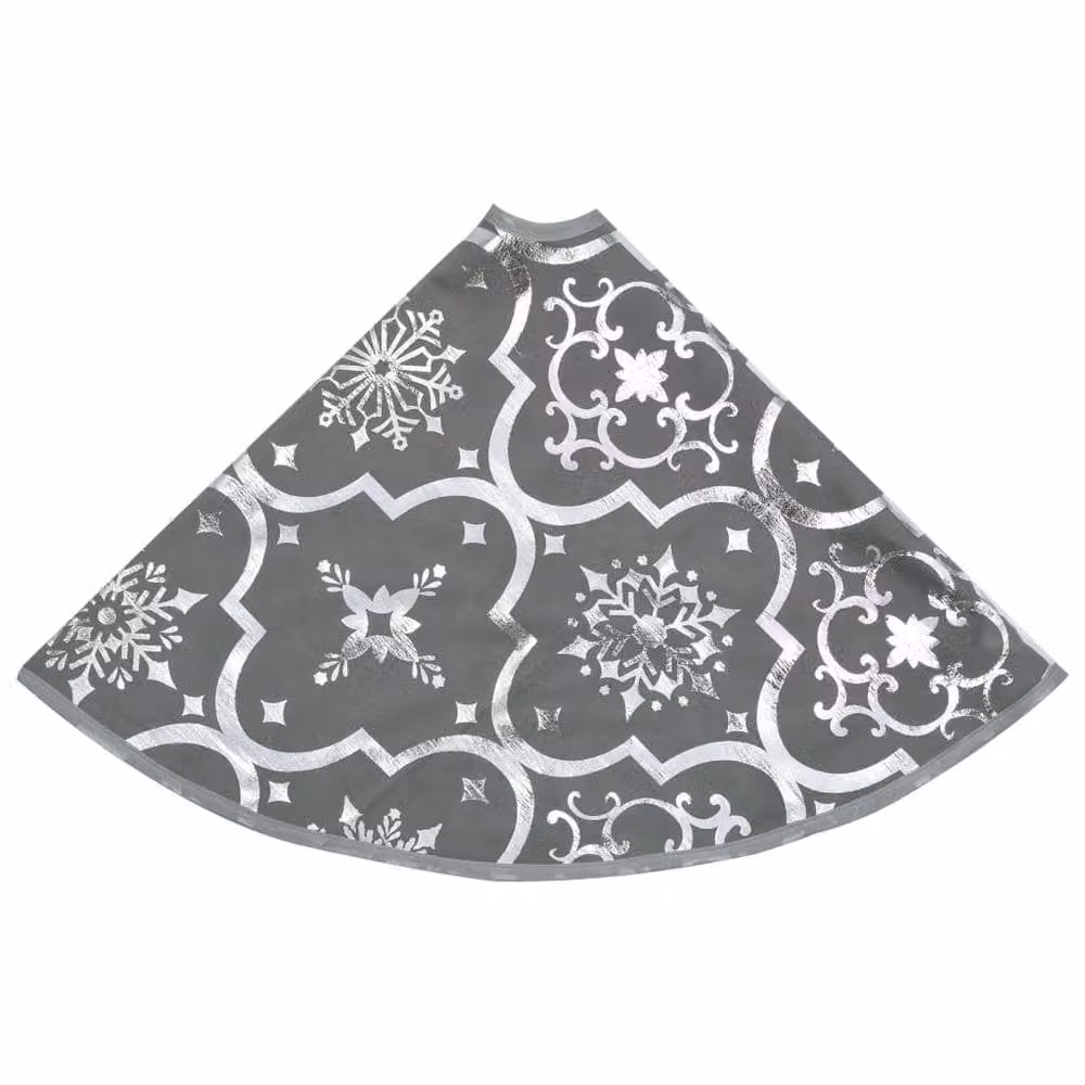 Berkfield Home Luxury Christmas Tree Skirt with Sock in Grey, 90 cm – 3