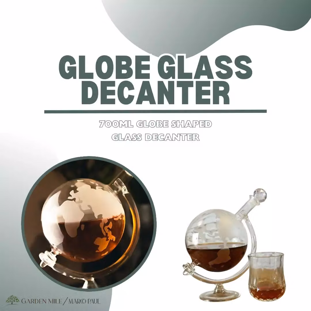 Marco Paul Glass World Globe Decanter in Clear – 3