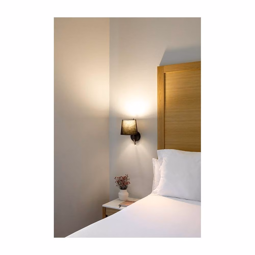 Netlighting Black Clip Wall Lamp with Fabric Shade and E27 LED Bulb – 2