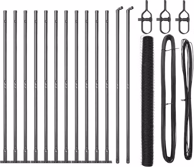 Berkfield Home Grey Galvanised Steel Hexagon Wire Mesh Fence, Height: 140 cm, Length: 25 m