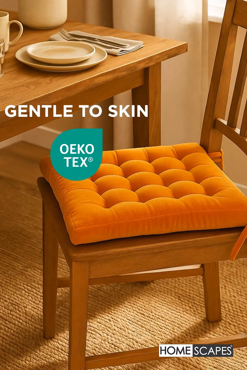 Homescapes Orange Velvet Quilted Seat Pad, W/D/H: 40 x 40 x 5 cm – 2