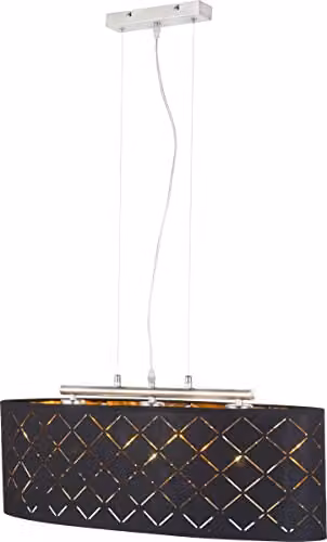 Globo Lighting Modern Suspended Metal Pendant Light in Black and Gold, 3 x E27, W: 140 cm, D: 25 cm, H: 65 cm