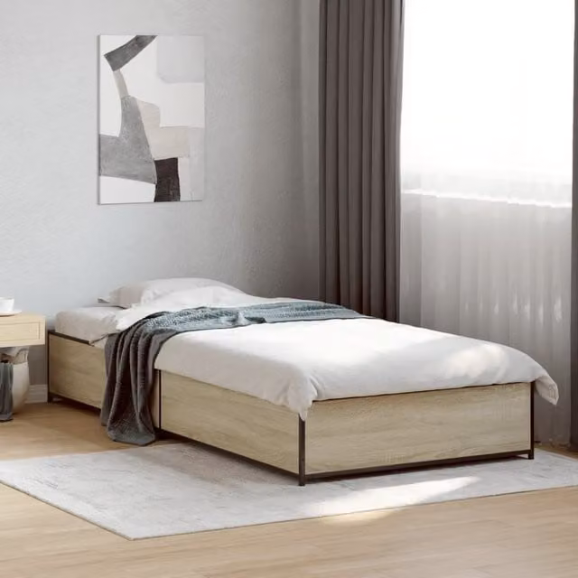Berkfield Home Sonoma Oak Small Single Bed Frame in Brown W/D/H: 75 x 190 cm – 1