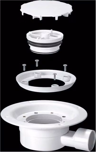 McAlpine VSG1WH-NSC White Plastic Round Valve Shower Gully with Clamp Ring and Cover – 1