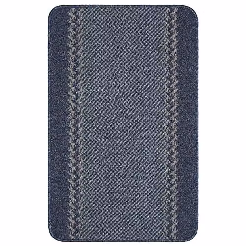 THE RUGS Machine Washable Modern Bordered Area Rug, Blue, W: 150 cm, D: 100 cm