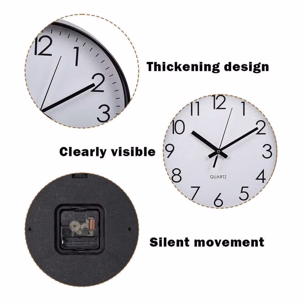 NESTLUNE Silent Quartz Wall Clock in Black and White, Round Modern Design, W: 100 cm, H: 15 cm, D: 15 cm – 4
