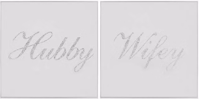 KDMD Silver Hubby and Wifey Coasters, 6 Pack, W/D: 10 x 10 cm