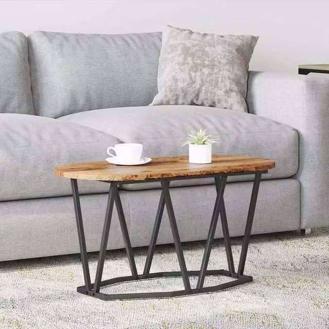 Berkfield Home Industrial Oval Coffee Table in Brown, W/D/H: 80 x 40 x 40.5 cm – 1