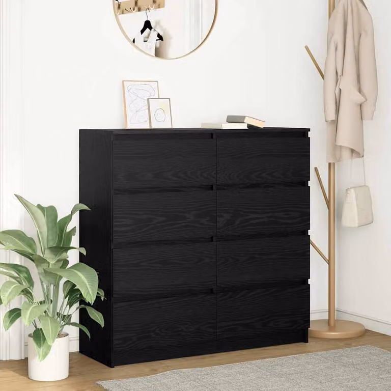 Berkfield Home Black Oak Sideboard, W/D/H: 100 x 35 x 99 cm