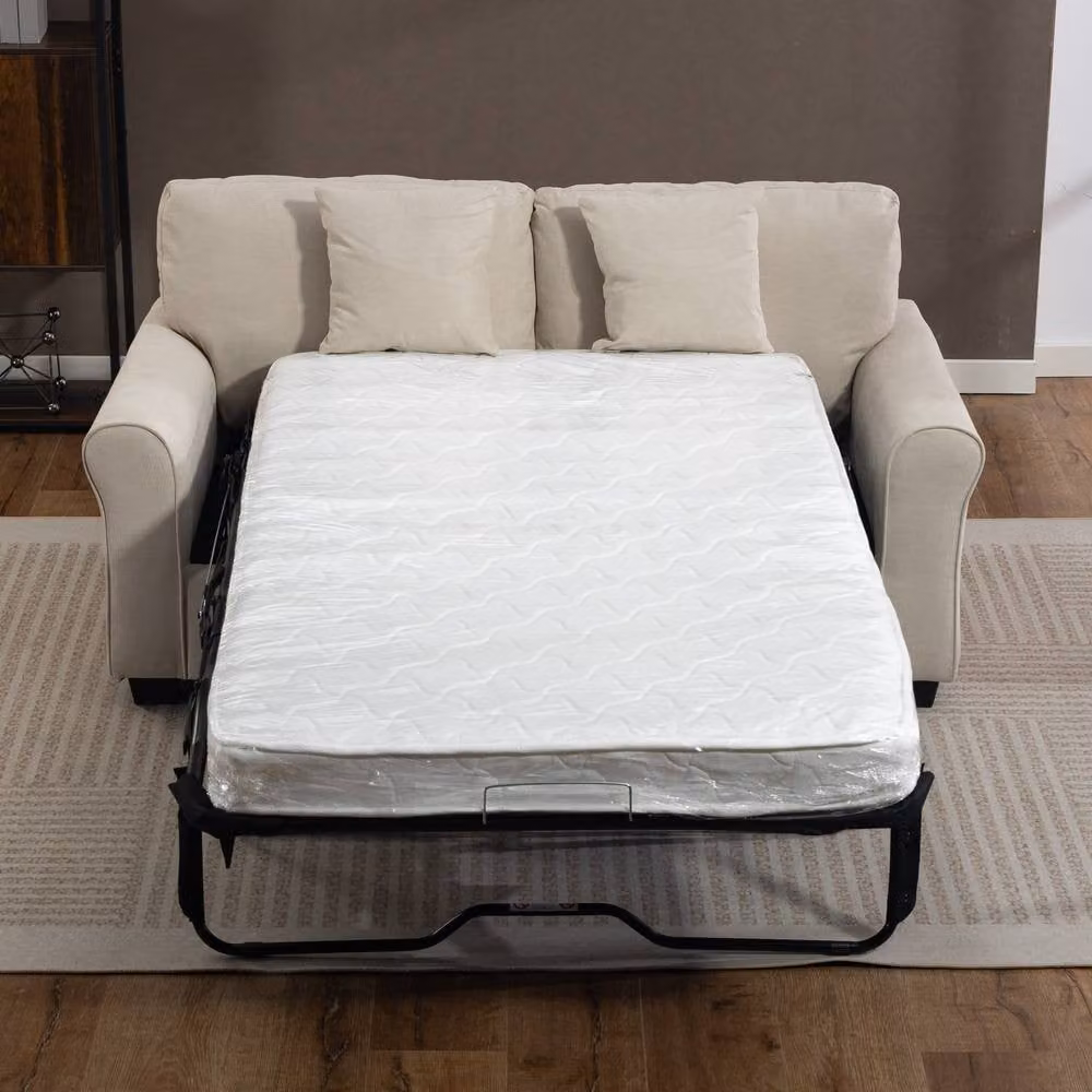 Artemis Home Lewiston 3 Seater Fabric Pull Out Sofabed in Beige – 1
