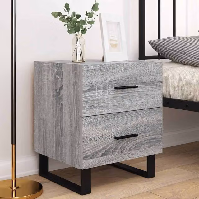Berkfield Home Modern Bedside Cabinets, 2 Piece Set in Grey Sonoma, W/D/H: 40 x 35 x 47.5 cm – 1