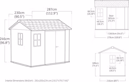 Keter Newton Plus Grey All Weather Resistant Garden Shed with Double Doors and Window – 6