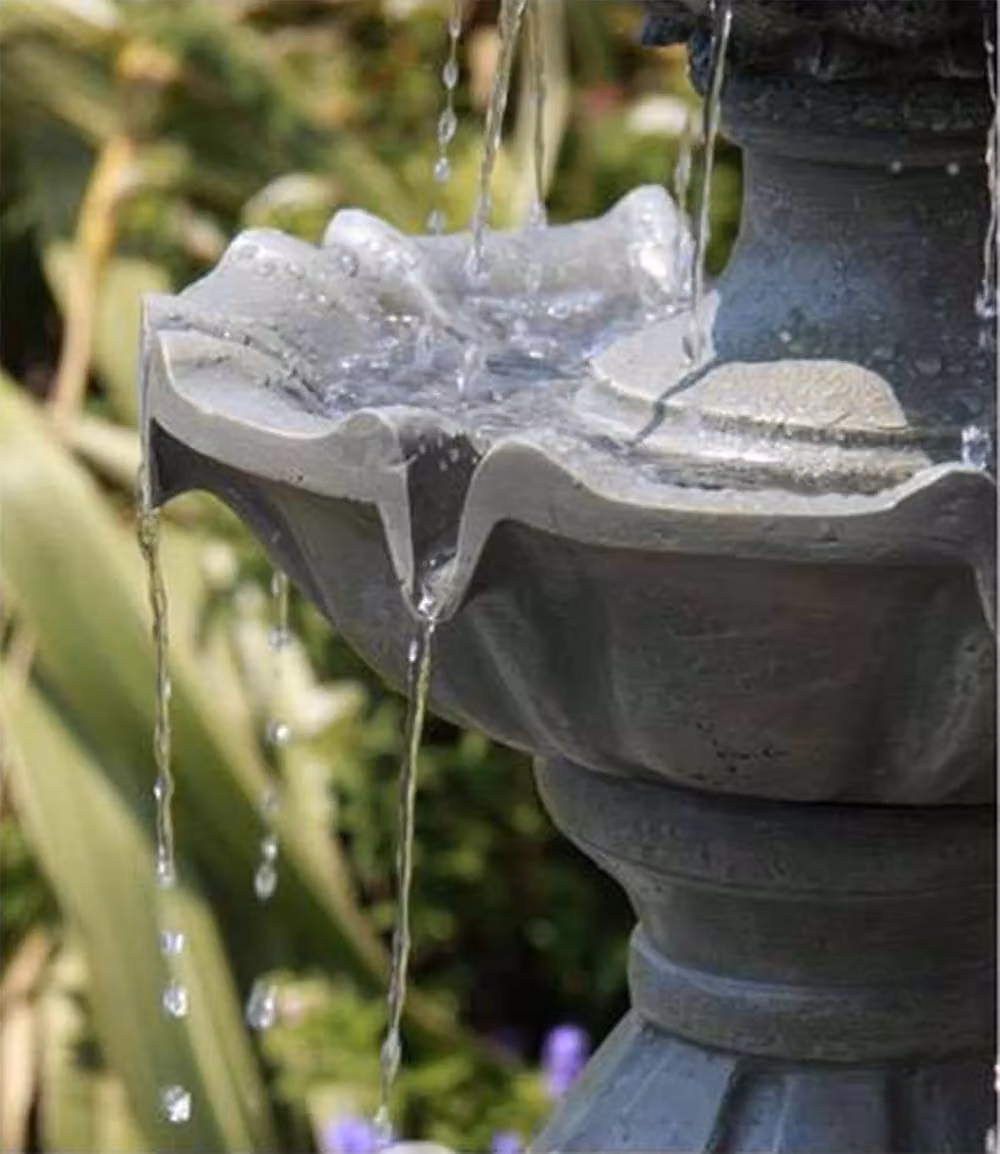 Primrose Regal Three Tier Cascade Garden Fountain Water Feature, Light Grey, Height: 150 cm – 2