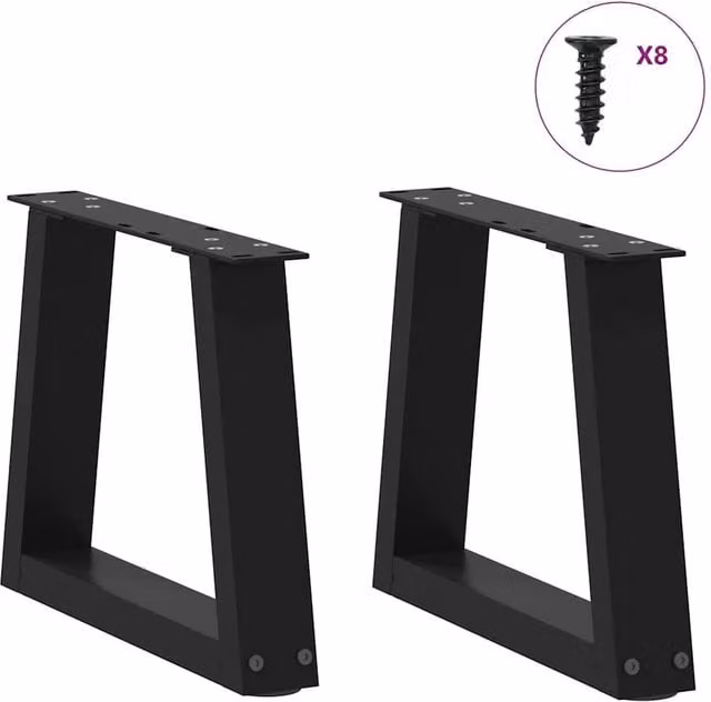 Berkfield Home Modern V-Shape Dining Table Legs, 2 Piece Set, Black Steel