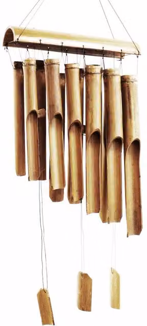 KDMD Bamboo Windchime in Brown with 12 Large Wood Tubes