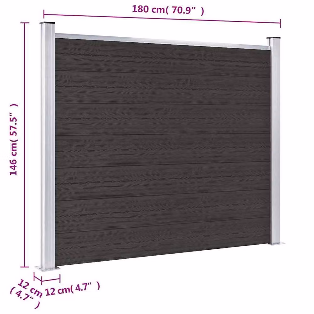 Berkfield Home WPC Fence Panel, Black, H 180 cm x W 146 cm – 5