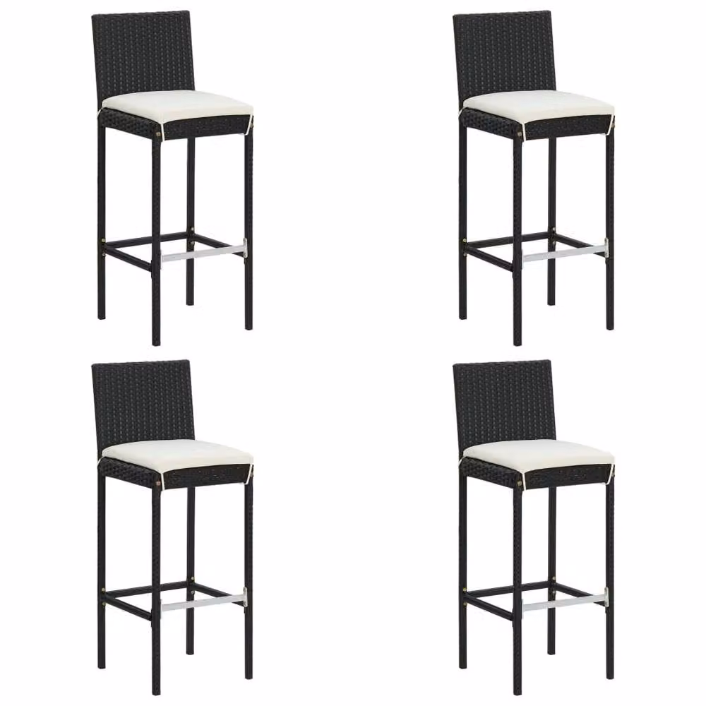 Berkfield Home 5 Piece Black Poly Rattan Garden Bar Set with Cushions – 3