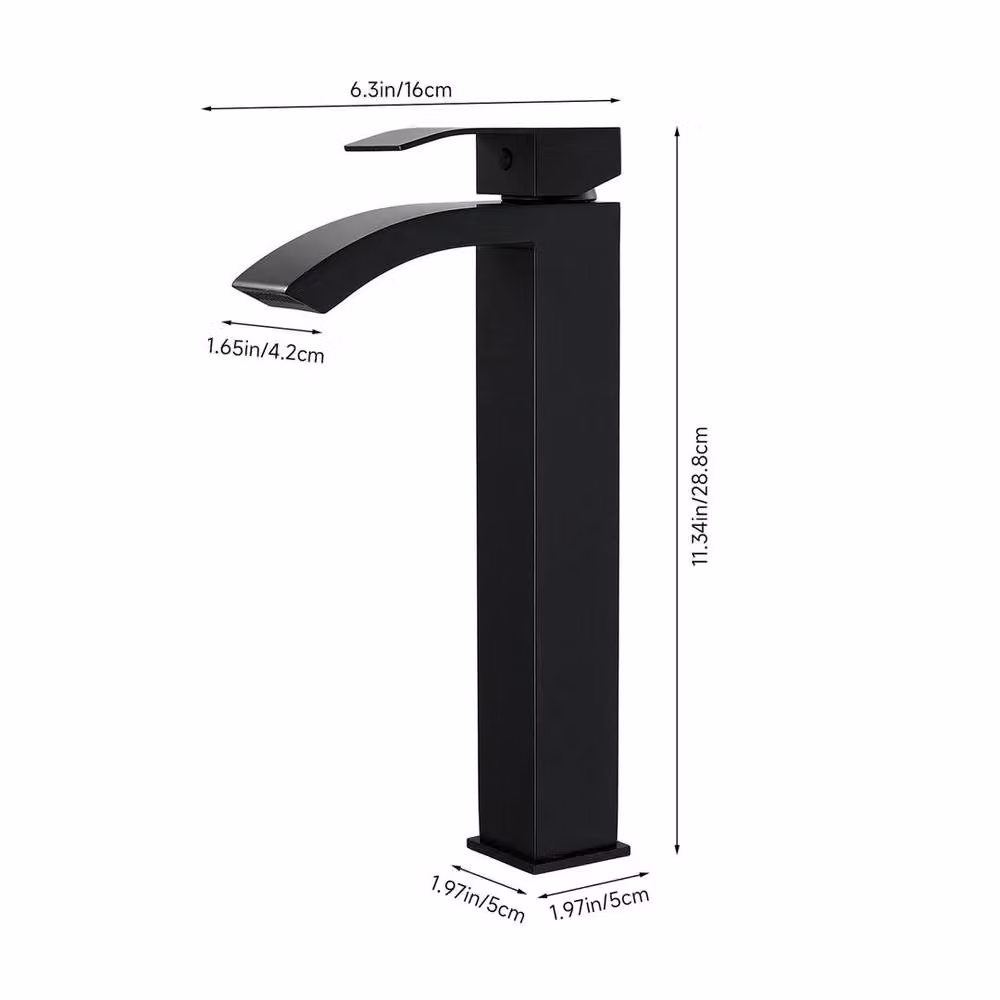 PAWNORA Matt Black Modern Tall Basin Mixer Tap in Stainless Steel – 2
