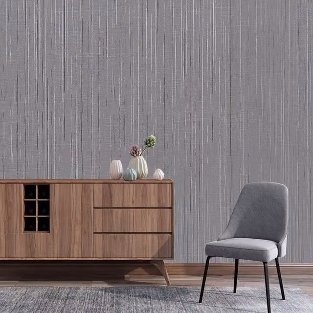 Livingandhome Self-Adhesive PVC Moisture-Resistant Striped Wallpaper in Grey