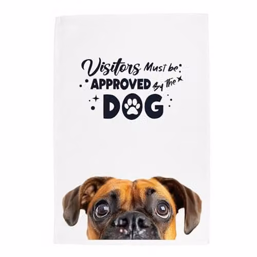 Purely Home Peeping Boxer Dog Tea Towel, Multicolour, W: 67 cm, H: 45 cm