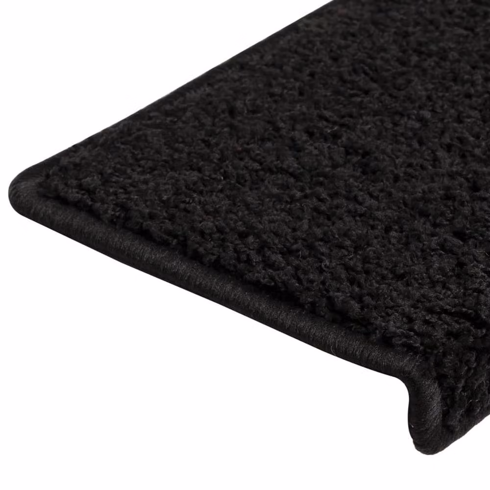 Berkfield Home Decorative Non-Slip Stair Tread Carpet, 15 Pieces, Black, W/D/H: 65 x 21 x 4 cm – 5