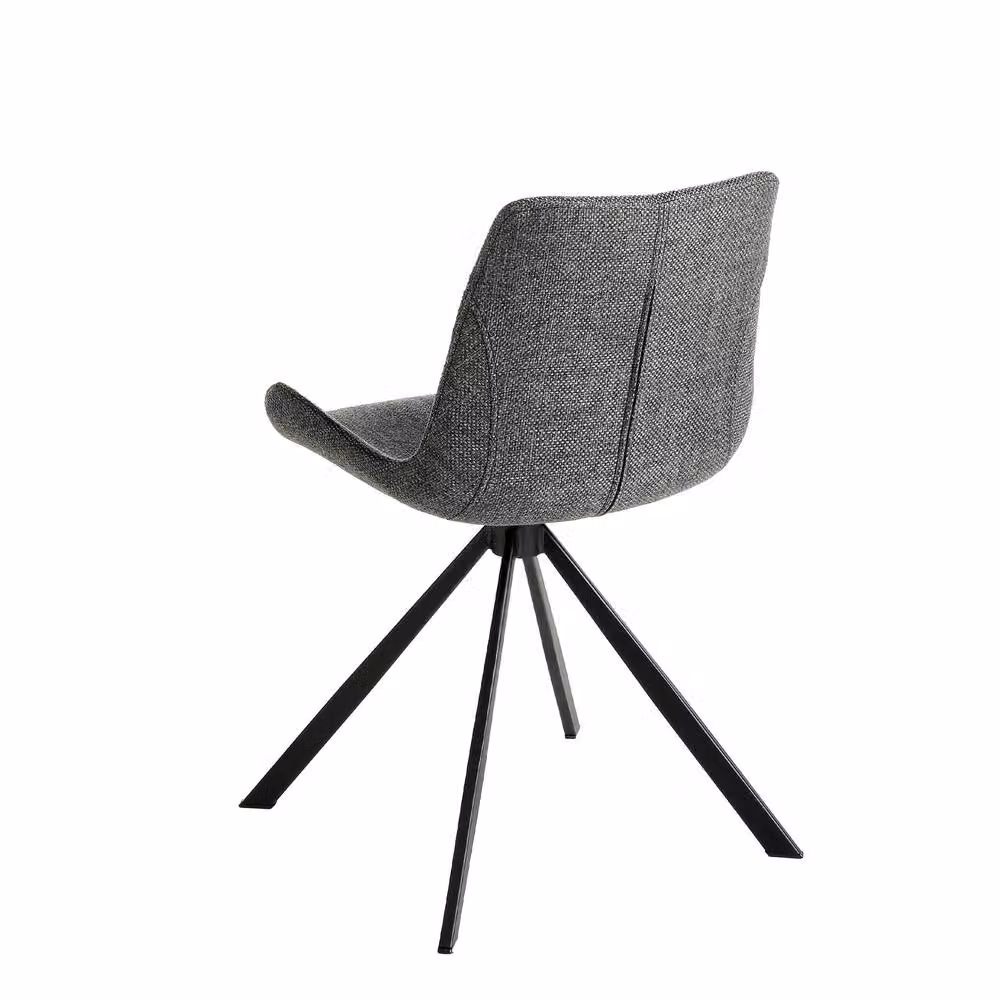 Angel Cerda Dark Grey Fabric Swivel Dining Chair with Black Metal Frame – 6