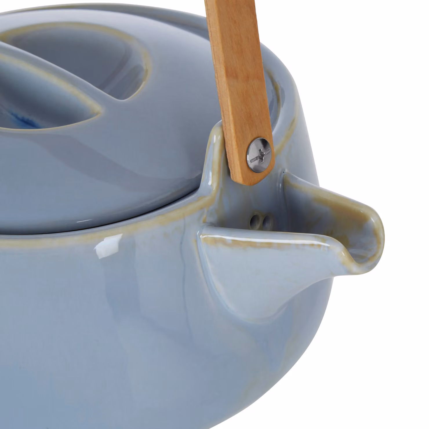 Orsina Light Blue Porcelain Teapot with Natural Wooden Handle and Drip-Free Spout – 4