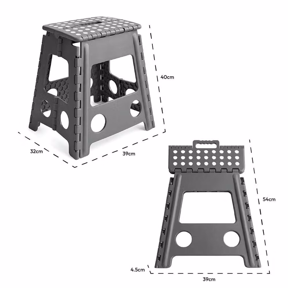 PAWNORA Tall Folding Step Stool in Grey, W/D/H: 32 x 40 x 39 cm – 2