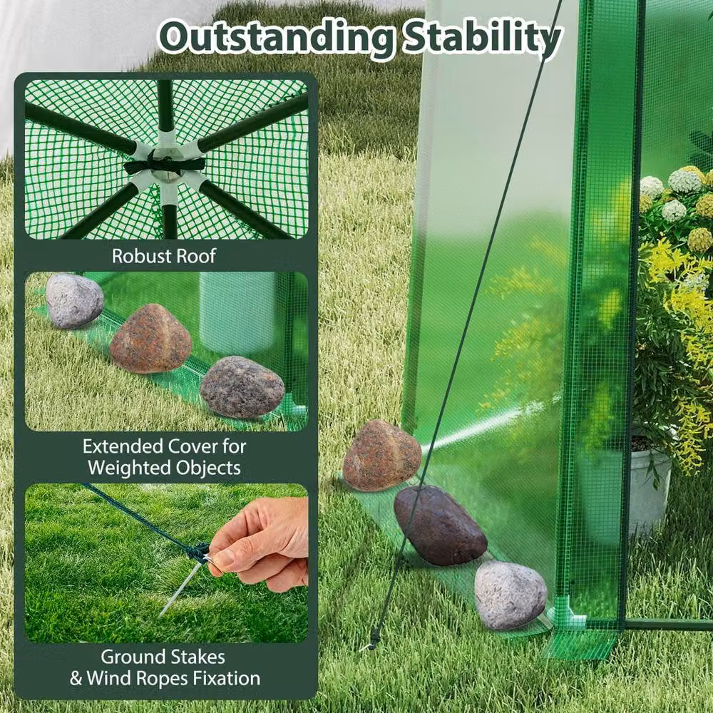 VOGREX Portable Walk-in Greenhouse in Green, W/D/H: 198 x 172 x 190 cm – 4