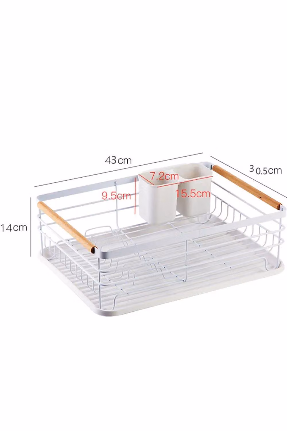H&O Direct Metal Dish Drainer Rack Organizer with Cutlery Holder and Drip Tray in White – 2