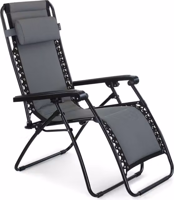 Vonhaus Verona Zero Gravity Chairs Set of 2, Grey, 165 cm