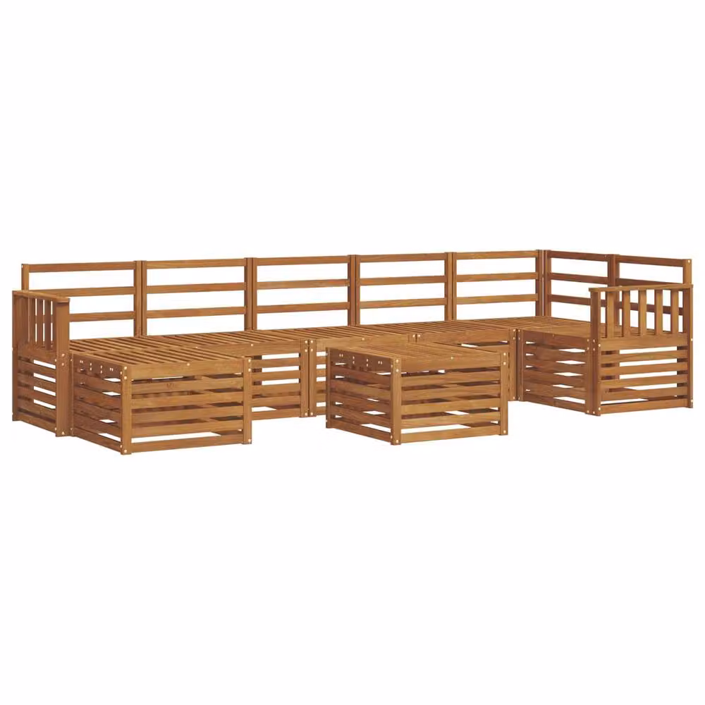 Berkfield Home 8-Piece Modern Outdoor Sofa Set in Brown Solid Acacia Wood with Cushions and Ottoman – 2