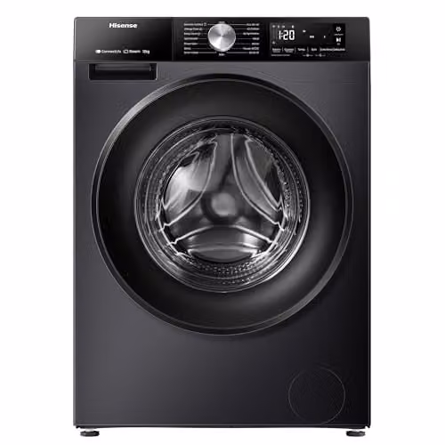 Hisense 3S Series WF3S1243BB3 Front Loader Washing Machine, 12kg Capacity, 1400 rpm, WiFi Connected with App Control and Steam Programs, Black, A Rated