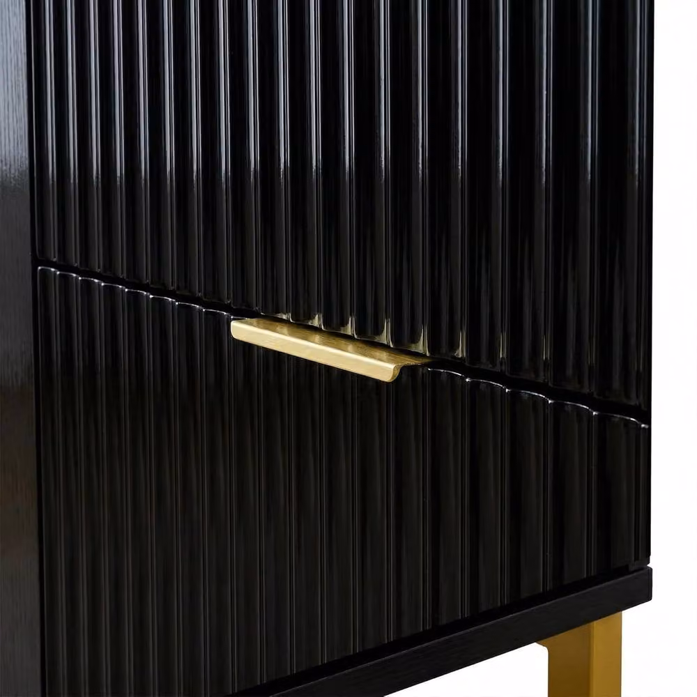 FURNITURE ONE Black Glossy 6 Drawer Chest of Drawers with Metal Legs – 4