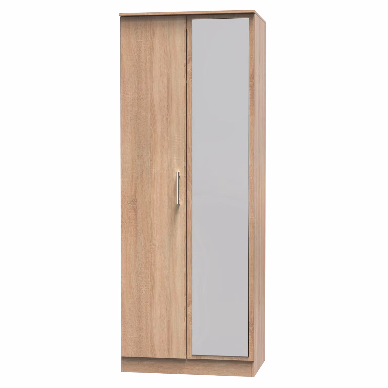 2 U Cornwall Ready Assembled Tall 2 Door Mirrored Wardrobe in Light Oak – 2