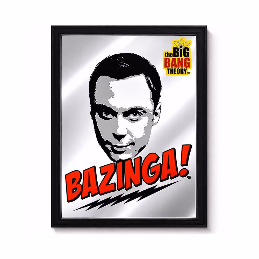 CrazyGadget Bazinga Decorative Multicolour Mirrored Wall Hanging with Silver Lettering