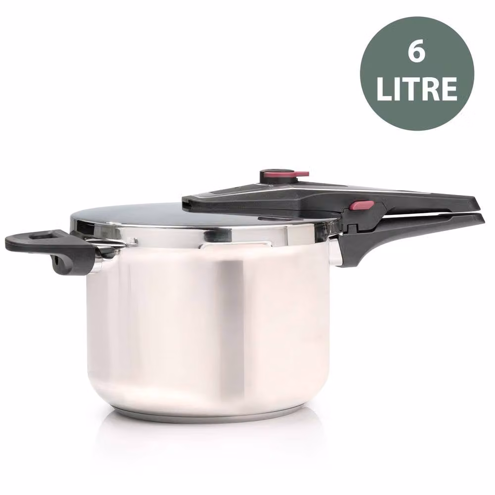 Crystals 6L Stainless Steel Pressure Cooker in Metallic Silver – 6