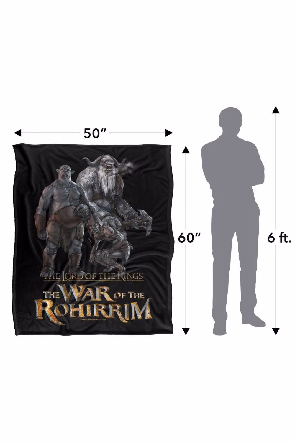 LOGOVISION Lord of the Rings War of the Rohirrim Evil Trolls Super Soft Silky Touch Fleece Throw Blanket, Multicolour, W: 152 cm, D: 127 cm – 8